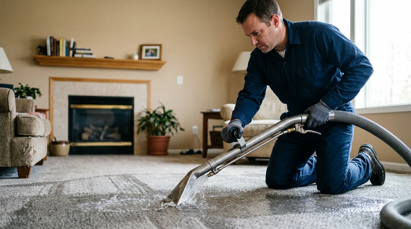 Water damage restoration technician working near Carnegie, PA